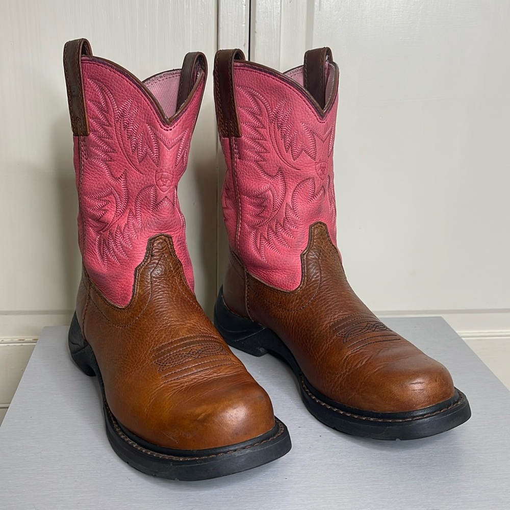 Ariat Pink and Brown Heeled Boots